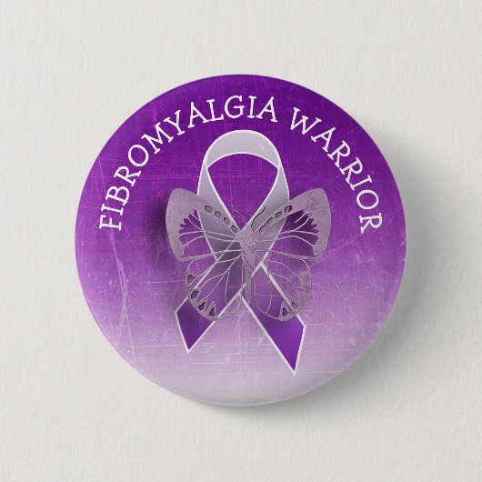 Fibromyalgie Krieger Lila Bewusstsein Ribbon Butto Button (Vorderseite)