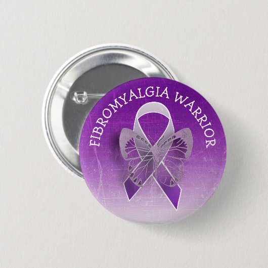 Fibromyalgie Krieger Lila Bewusstsein Ribbon Butto Button (Vorne & Hinten)