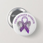 Fibromyalgie Krieger Lila Bewusstsein Ribbon Butto Button (Vorne & Hinten)