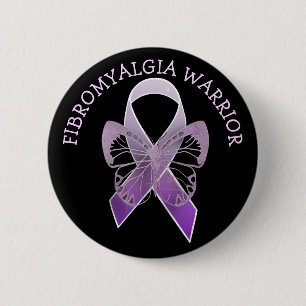 Fibromyalgie Krieger Lila Bewusstsein Ribbon Butto Button