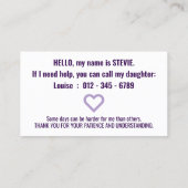 Fibromyalgie Patience pvc Abzeichen Visitenkarte (Rückseite)