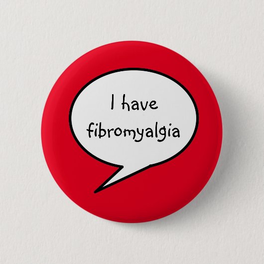 Fibromyalgie, rotes Bewusstsein Button (Vorderseite)