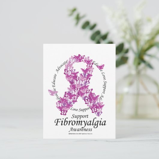Fibromyalgie-Schleife Postkarte (Stehend Vorderseite)