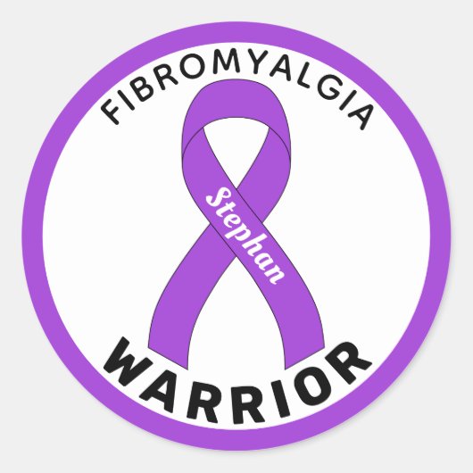 Fibromyalgie Warrior Ribbon White Round Sticker (Vorderseite)