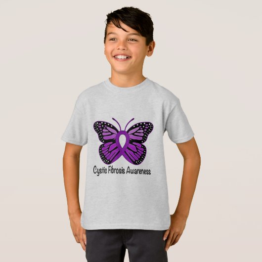 Fibrose-Bewusstsein mit Schmetterling T-Shirt (Vorne ganz)