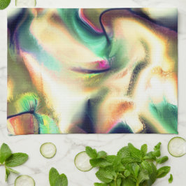 Fibrose Flecken mit farbigen, fehlerhaften Farbver Geschirrtuch