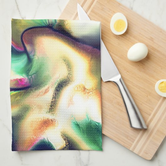 Fibrose Flecken mit farbigen, fehlerhaften Farbver Geschirrtuch (Viertel Falte)