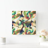 Fibrose Flecken mit farbigen, fehlerhaften Farbver Quadratische Wanduhr (Zuhause)