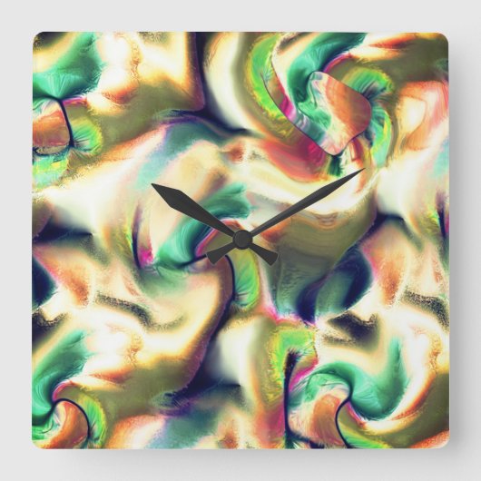 Fibrose Flecken mit farbigen, fehlerhaften Farbver Quadratische Wanduhr (Vorderseite)