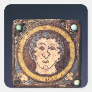 Fibula mit dem Gesicht eines jungen Mannes Quadratischer Aufkleber