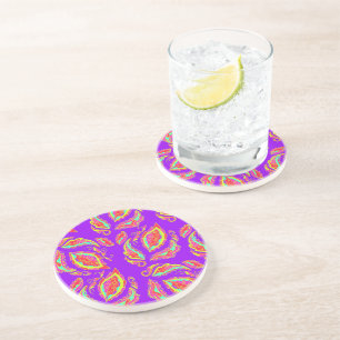 Fichezazzle Neon Paisley Getränkeuntersetzer