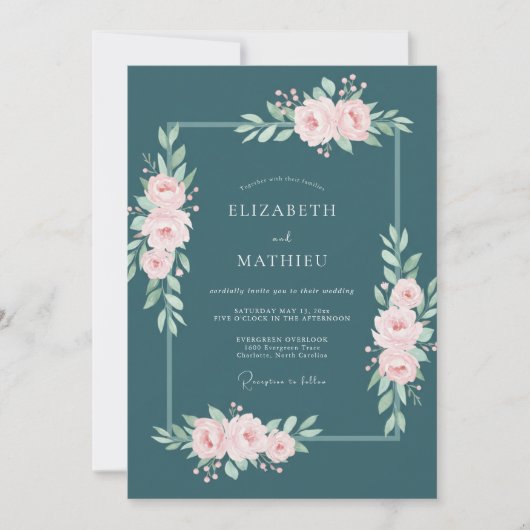 Fichte Ausgefeilter Botanischer Hochzeit Einladung (Vorderseite)