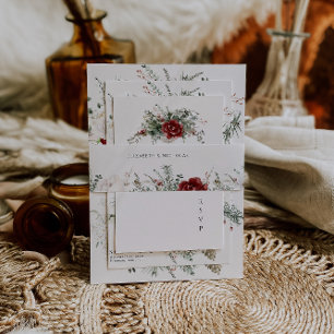 Fichte & Spitze   Winterliche Florale Hochzeit Einladungsbanderole
