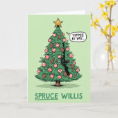 Fichte Willis Lustiger Weihnachtsbaum Pun Karte (Gelbe Blume)