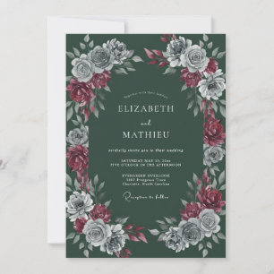 Fichten Grün Moody Winterhochzeit Einladung