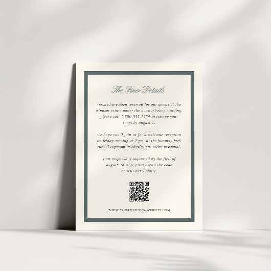 Fichten-Klassiker-Script-Hochzeitsdetails QR-Code Begleitkarte