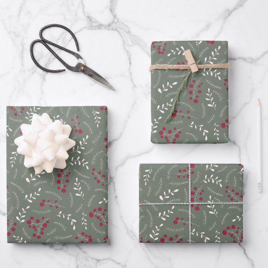 Fichtenholz, grün, rustikal geschenkpapier set (Vorderseite)
