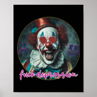 Fick Depression - Clown - Aufkleber für psychische Poster