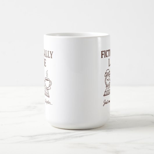 Fictionally Late Book and Coffee Lover Funny Quote Kaffeetasse (Mittel)