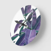 Ficus Elastica Violet Green Glam #1 #tropical  Runde Wanduhr (Winkel)