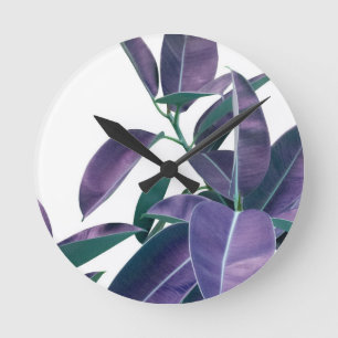 Ficus Elastica Violet Green Glam #1 #tropical  Runde Wanduhr