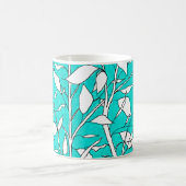 Ficusbaum-Pflanze Linienzeichnung blauer Hintergru Kaffeetasse (Mittel)