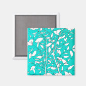 Ficusbaum-Pflanze Linienzeichnung blauer Hintergru Magnet (Vorderseite/Rückseite)