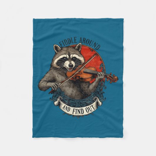 Fiddle Around And Find Out Music Raccoon Fiddle Fu Fleecedecke (Vorderseite)