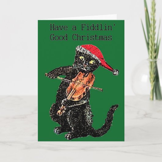 Fiddle Cat Weihnachtskarte Feiertagskarte (Vorderseite)
