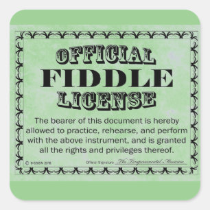 Fiddle License Square Aufkleber