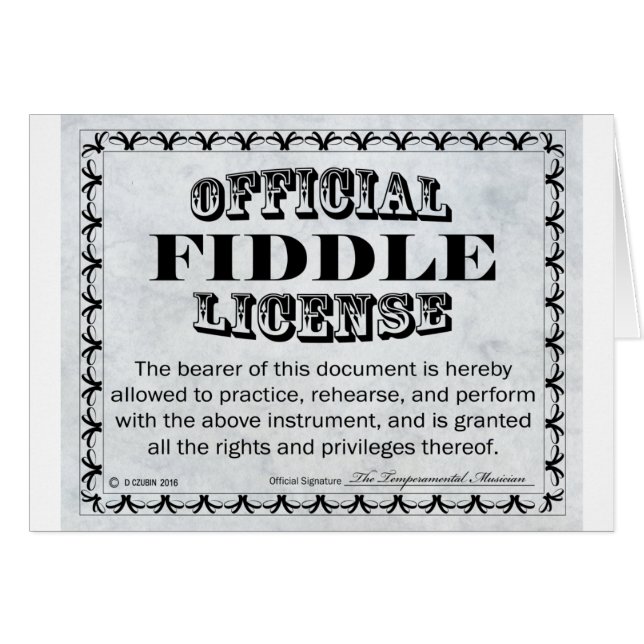 Fiddle-Lizenz (Vorderseite (Horizontal))