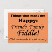 Fiddle macht mich glücklich postkarte (Vorne/Hinten)