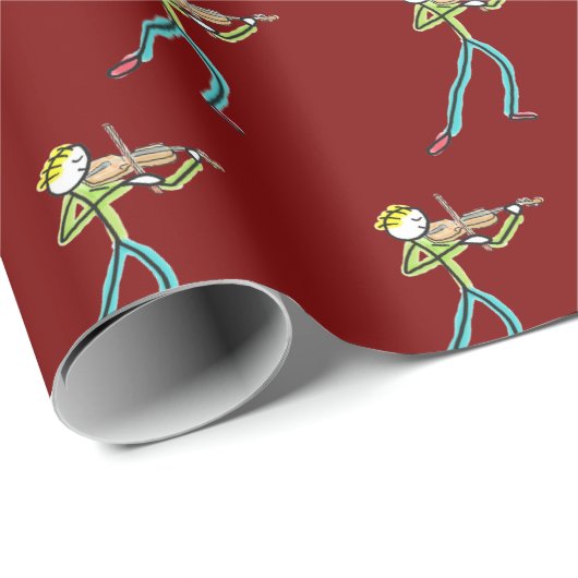 Fiddle Playing Stickman Geschenkpapier (Rolleneckpunkt)