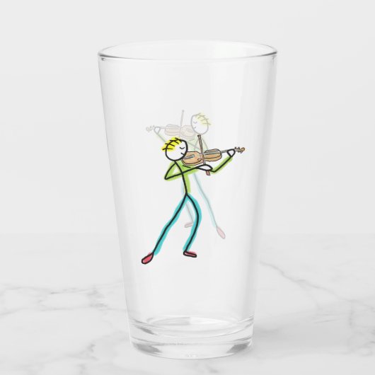 Fiddle Playing Stickman Glas (Rückseite)