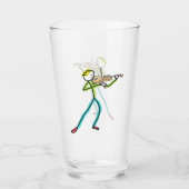 Fiddle Playing Stickman Glas (Vorderseite)