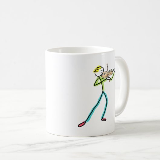 Fiddle Playing Stickman Kaffeetasse (VorderseiteRechts)