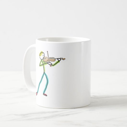 Fiddle Playing Stickman Kaffeetasse (Vorderseite Links)
