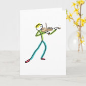 Fiddle Playing Stickman Karte (Gelbe Blume)