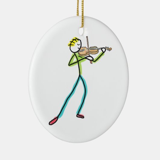 Fiddle Playing Stickman Keramik Ornament (Rechts)