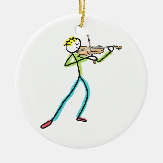 Fiddle Playing Stickman Keramik Ornament (Vorne)