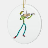 Fiddle Playing Stickman Keramik Ornament (Links)