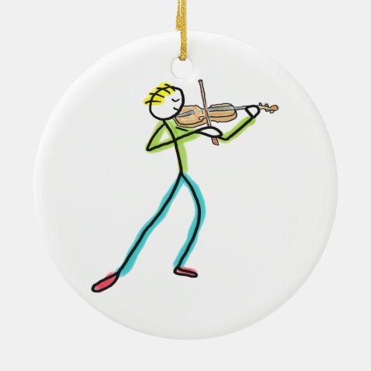 Fiddle Playing Stickman Keramik Ornament (Hinten)