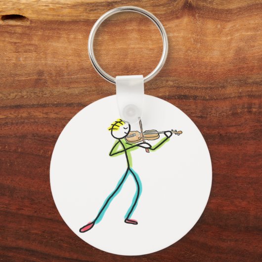 Fiddle Playing Stickman Schlüsselanhänger (Vorderseite)