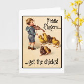 Fiddle Spieler holen Chicks Geigermusik Karte (Gelbe Blume)