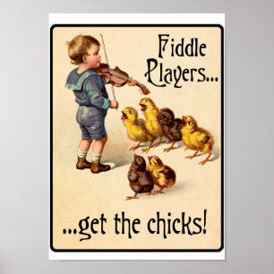 Fiddle Spieler holen Chicks Geigermusik Poster