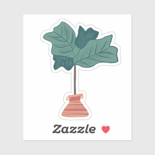 Fiddle Tree Leaf Houseplant Handgezogene Aufkleber (Blatt)