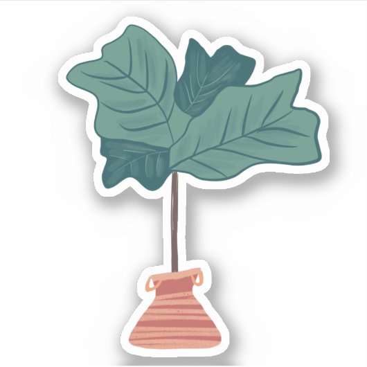 Fiddle Tree Leaf Houseplant Handgezogene Aufkleber (Vorderseite)