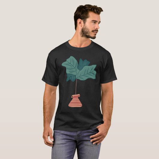 Fiddle Tree Leaf Houseplant Handgezogene T-Shirt (Vorne ganz)