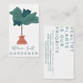 Fiddle Tree Leaf Houseplant Handgezogene Visitenkarte (Vorne/Hinten)