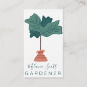 Fiddle Tree Leaf Houseplant Handgezogene Visitenkarte (Vorderseite)